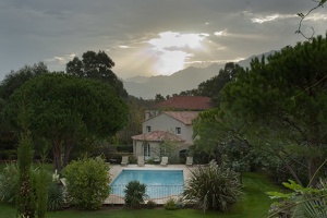 Blick auf die Berge bei Calvi, Korsika